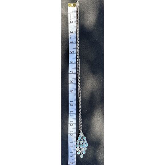 Lucky Brand Boho Necklace Y2K Silver Tone Tear drops Charms 15.5” Drop LONG - Picture 5 of 6